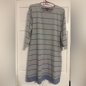 Nautica womens Gray and Blue cotton striped shirt dress
